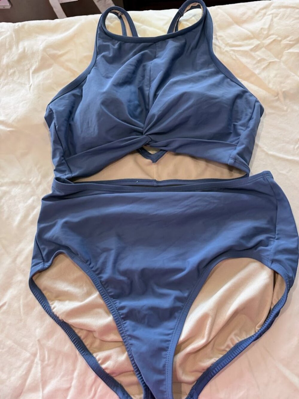 Kona Sol Blue Twist Front 2 Piece Swimsuit Set Size L